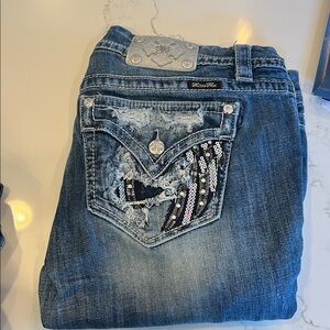 Miss Me Blue Jeans with Sequin Pocket